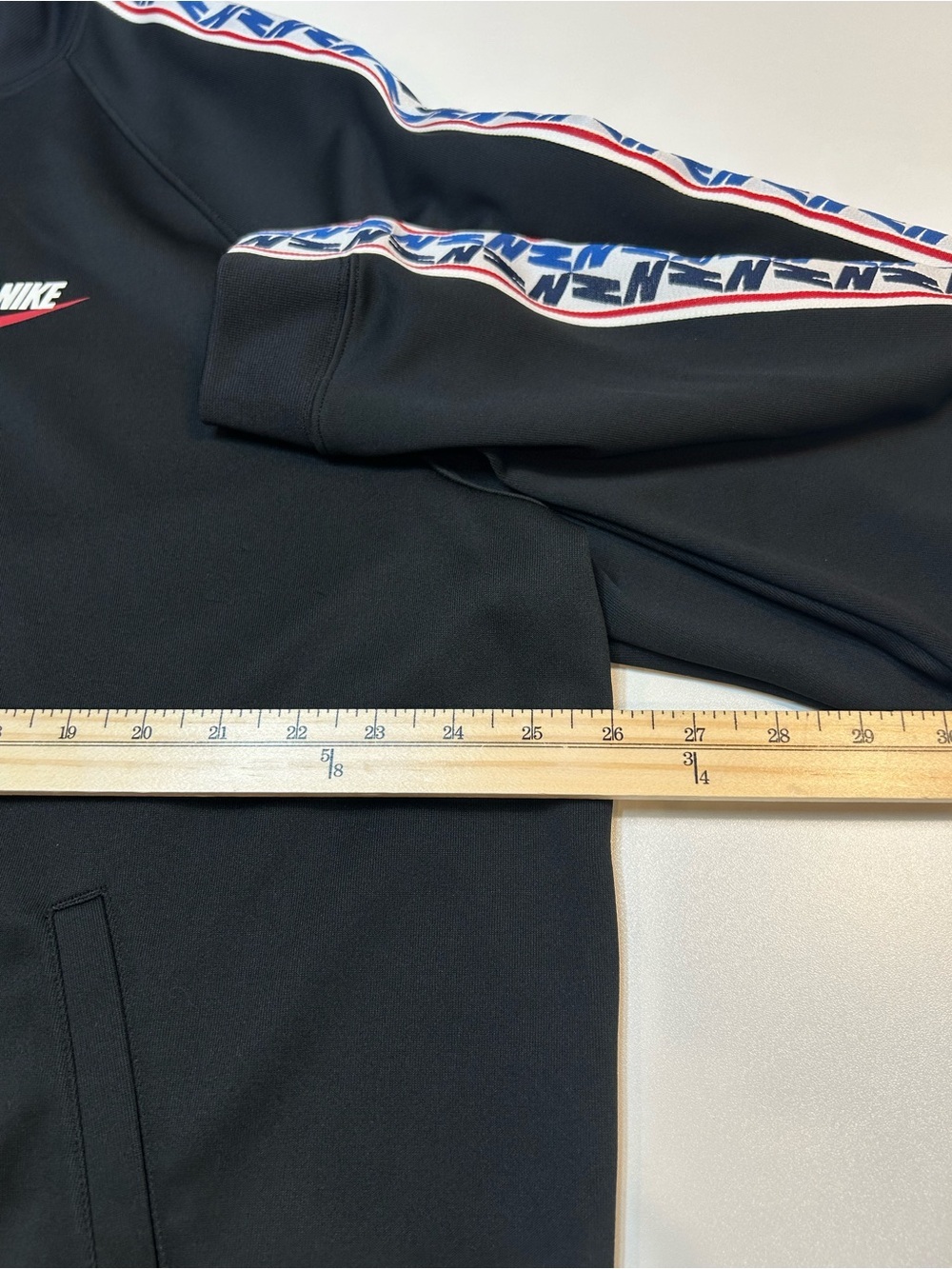 Nike Sportswear N-Logo Taped Side Stripe Poly Track Jacket Black Red Full Zip - Picture 3 of 6